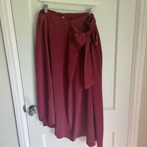 Prologue Wine Red Side Tie Asymmetrical Skirt
